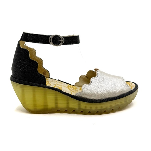 Fly London Shoes - Fly London | Yece Wedge Silver Black Leather Size 38